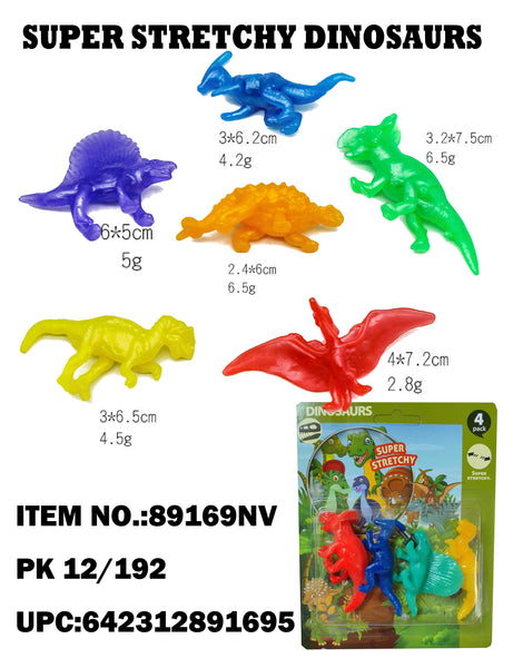 Stretch Small Dinosaur 4pc/Card