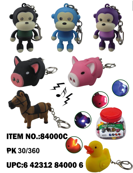 LIGHT & SOUND ANIMAL ASST KC DUCK, MONKEY, HORSE & PIG