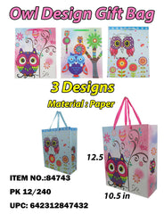 12.5"X10.5" Large Owl Design Gift Bag