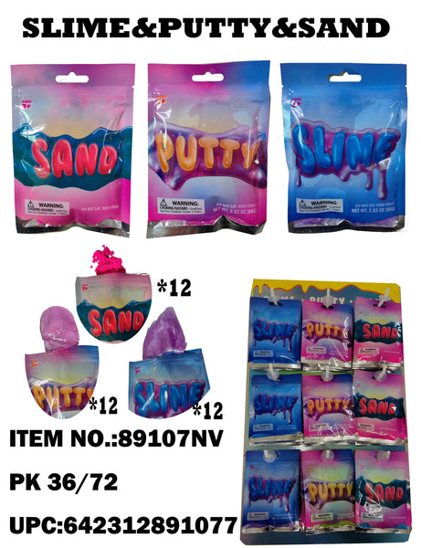 Metallic Slime, Glitter Putty & Moldable Sand Set  36 PCS/Display Elevator Set 2 Sets/Case