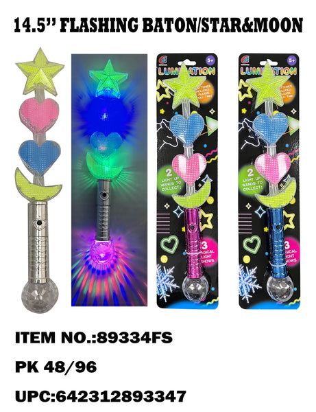 14.5" Glowing Stick with Moon, Star & Heart