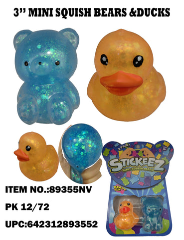 Mini Squeeze & Sticky Duck & Bear