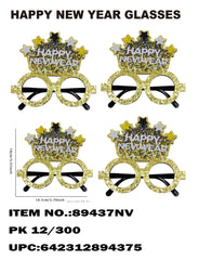 Glitter Happy New Year Glasses w/ Crown &amp; Stars
