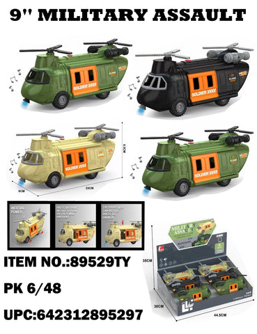9" MILITARY ASSAULT HELICOPTER  W/SOUND & LIGHT