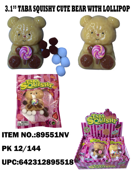 TABA Squishy Gummy Cute Bear with Lollipop