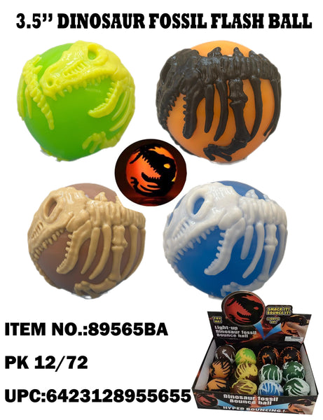 3.5" Light Up Dinosaur Fossil Skeleton Bouncing Ball