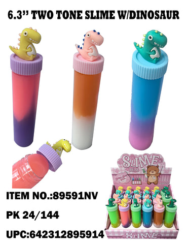 6.3" Two-Tone Color Slime in Tube with Dinosaur