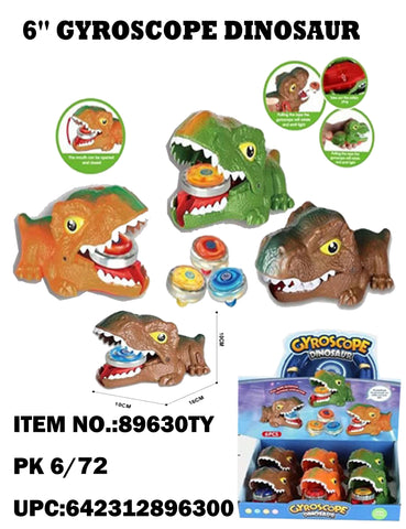 6" Launching Dinosaur Spinning Top