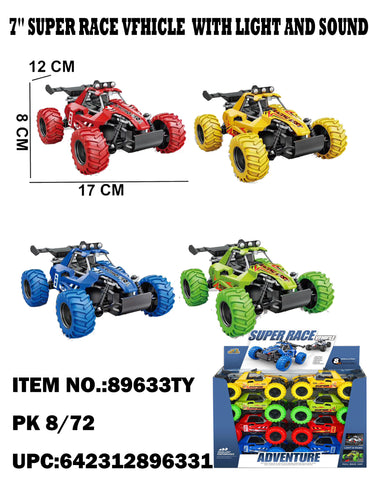 7" Super Racing Car with Light & Sound 8/72PC