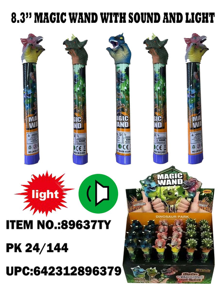 8.3" Shake Dinosaur Magic Wand with Whistle & Light