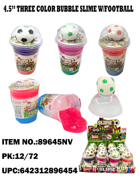 4.5” Three Color Bubble Slime with Soccer