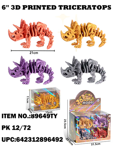 6” 3D Printed Triceratops