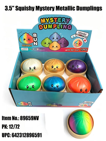 3.5" Squishy Mystery Metallic Dumplings with Steamer