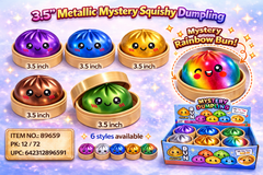 3.5" Squishy Mystery Metallic Dumplings with Steamer