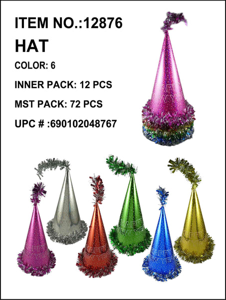 HAPPY NEW YEAR PAPER CONE HAT 12/14