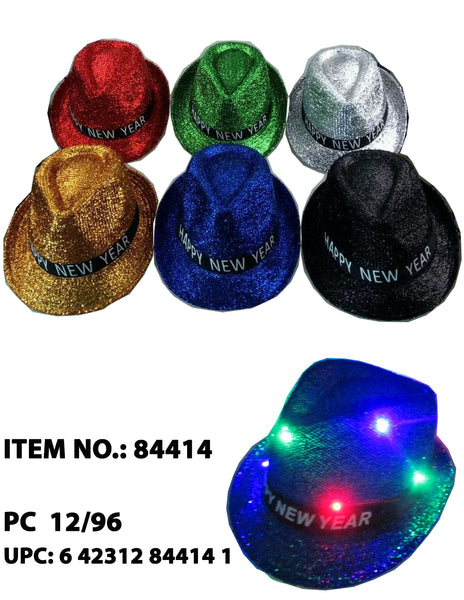 HAPPY NEW YEARS 9 LED VELVET Led Fedora Hat
