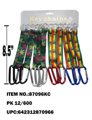 8" GREEN LEAF SHORT LANYARD W/KC & CARABINER