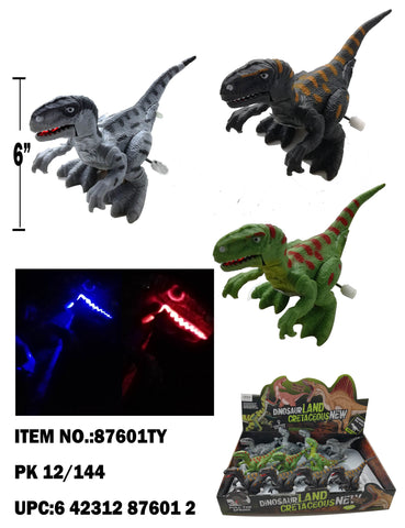 6" Wind-Up Light-Up Raptor Dino with Moving Hands