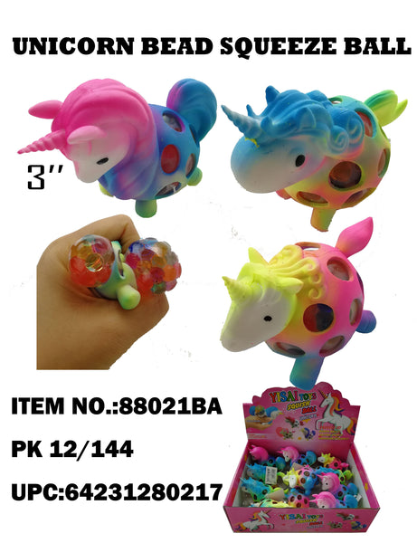 Rainbow Squeeze 3.5in Unicorn with Beads