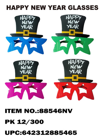 HAPPY NEW YEAR HAT SHAPE WITH GLASSES