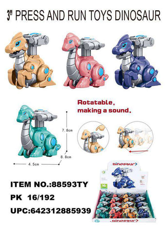 3" PRESS N GO  ROBOT DINOSAUR