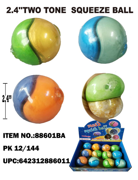 2.5"  TWO TONE RIBBON SQUEEZE WATER BALL