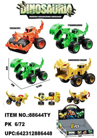 7" ASSORTED DINOSAUR STYLE CONSTRUCTION TRUCK