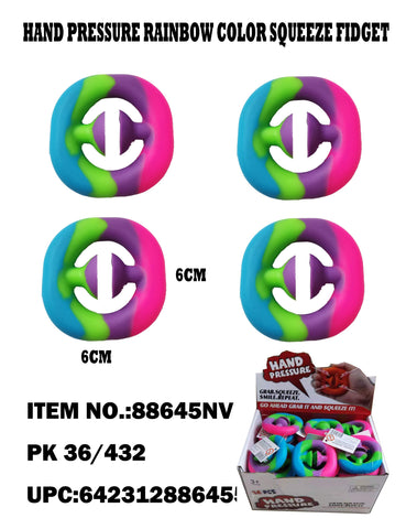 RAINBOW COLOR SILICONE HAND PRESSURE FIDGET TOY
