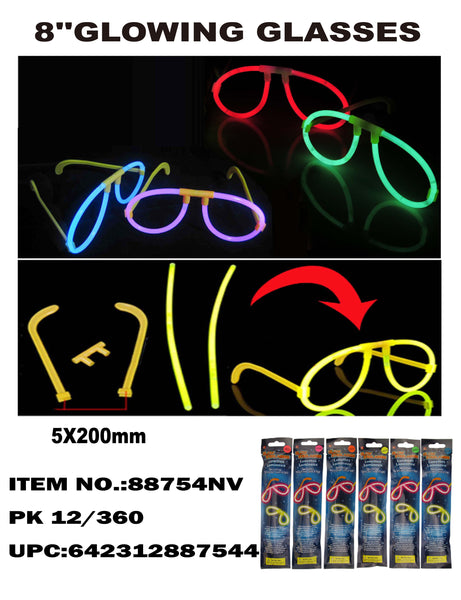 8 INCH GLOW-IN-THE-DARK GLASSES