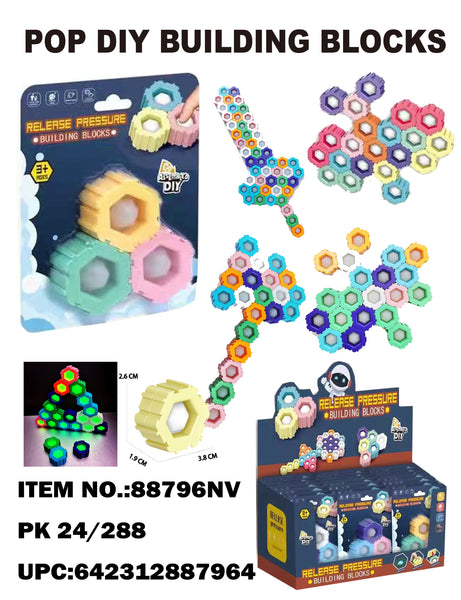 3PCS GLOW IN DARK FIDGET PUZZLES OF POP TOY