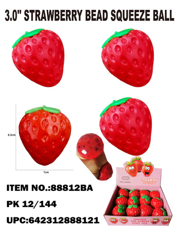 3" STRAWBERRY SQUEEZE BALL