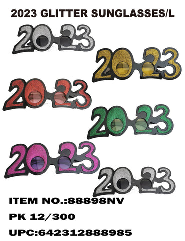 2023 HNY GLASSES GLITTER ASSORTED COLOR