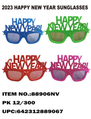 HAPPY NEW YEAR SOLID COLOR GLASSES MIXED 4 COLORS