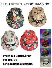 LED SEQUIN FEDORA CHRISTMAS HAT W/DIFFERENT PATTERNS