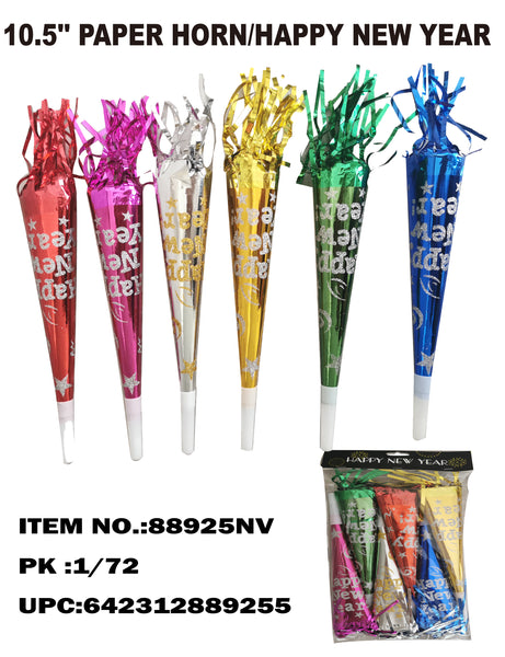10.5" HNY PAPER HORN 6 COLORS MIXED
