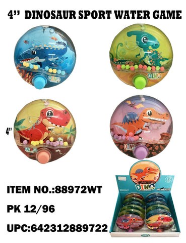 4" Dinosaur Sports Water Game 3 Styels Mixed 12/96PCS