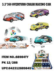 3.3" 360 Rotate Crash Racing Car 4 Colors Mixed