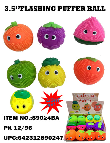 Flashing Puffer Assorted Fruit Ball 6 Styles Mixed