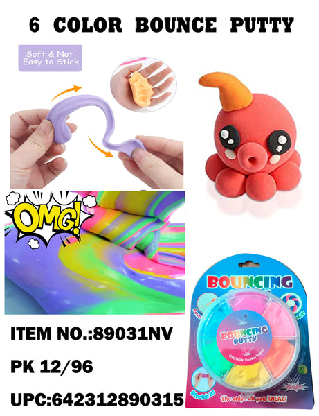 6 Color Bouncing Putty 24/96 Cards